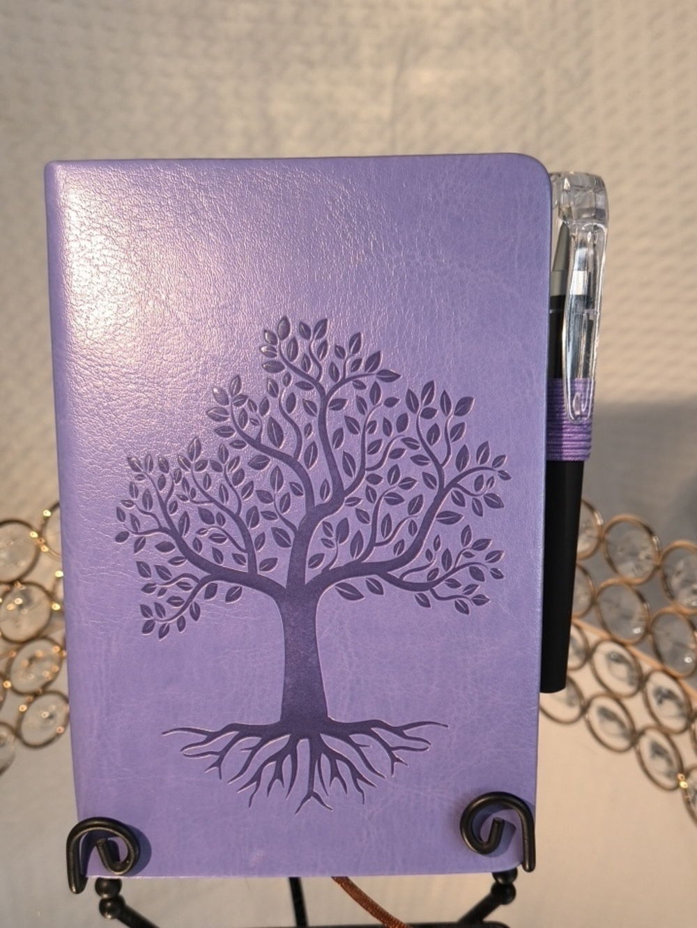 Purple Tree-Embossed Journal with Pen